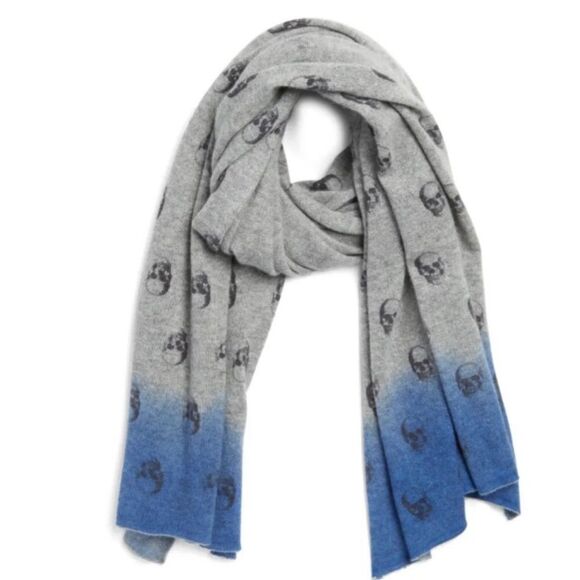 NWT Skull Cashmere Triston Skull Print Cashmere Scarf - Picture 1 of 4
